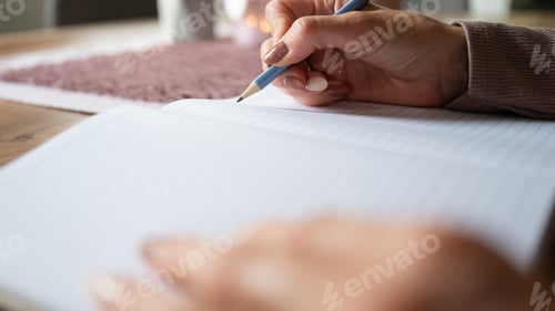 Preview: Woman writing in notebook