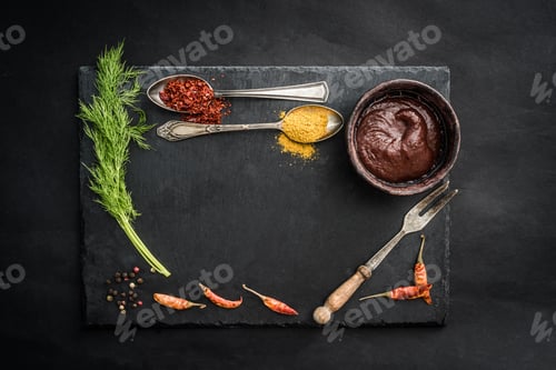 Preview: Black slate board with spices