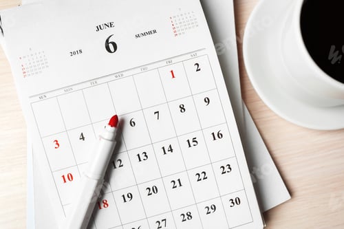 Preview: calendar on wooden table