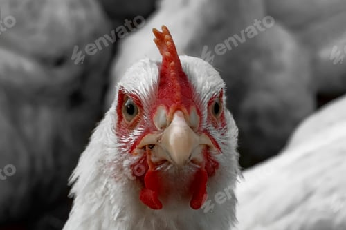 Preview: Chicken, in the yard of the chicken coop. Farmers day.
