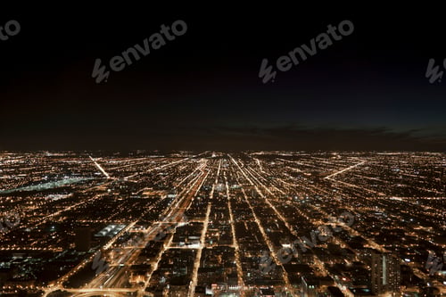 Preview: Night cityscape, Chicago, Illinois, USA