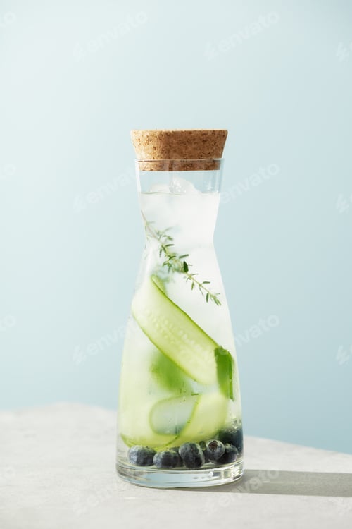Refreshing Cucumber Blueberry Infused Water in Glass