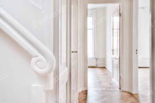 Preview: A beautiful empty corridor with lots of doors