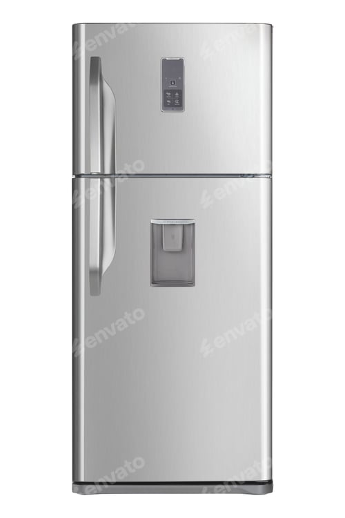 Preview: Vertical shot of refrigerator on white background