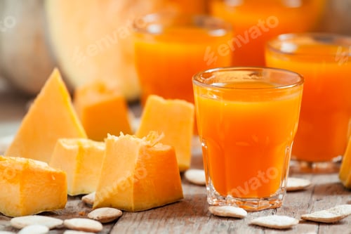 Preview: Pumpkin juice, selective focus