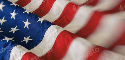 Preview: USA flag close up. US of America national holiday celebrate background.