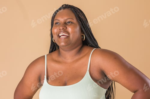 Preview: curvy plus size model. overweight body acceptance confidence. Latin Cuban body positive unretouched