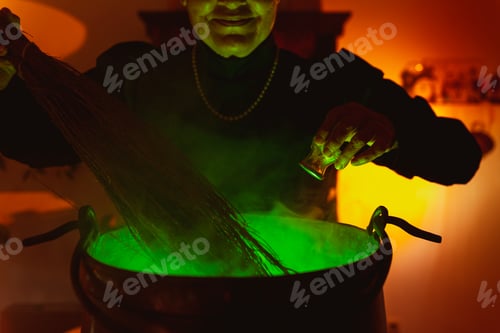 Preview: senior woman disguised as an old witch