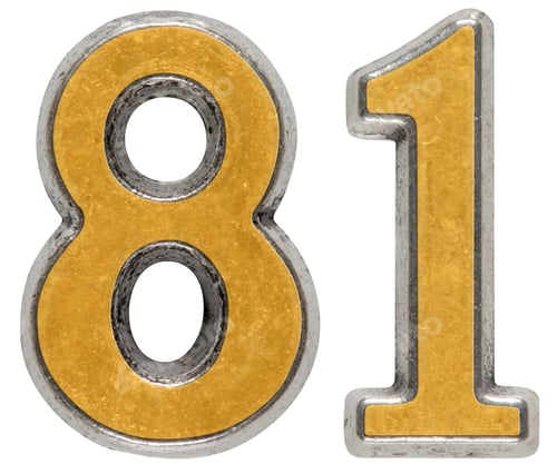 Preview: Metal numeral 81, eighty-one, isolated on white background
