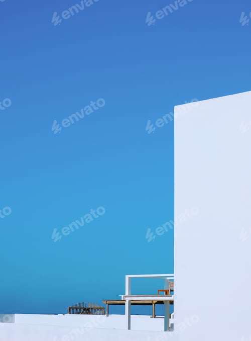 Preview: Stylish minimalistic wallpaper. White building. Geometry aesthetic. Travel. Canary island