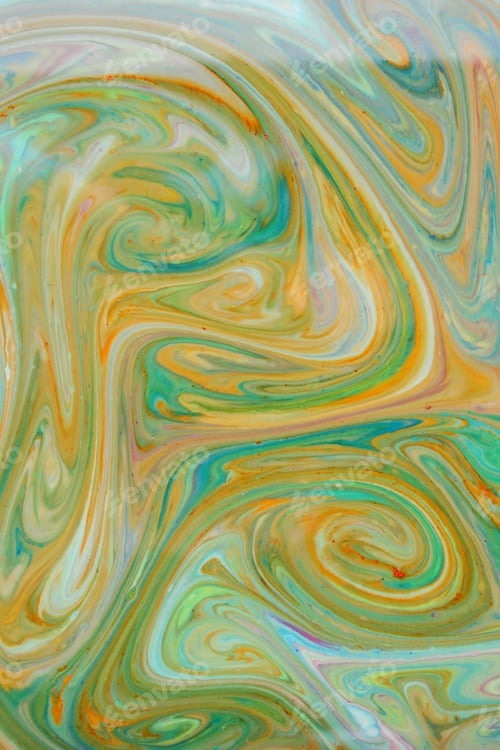 Preview: Abstract Colorful Background. Fine Art In Green Color. Multicolored Pattern On The Liquid. Colored