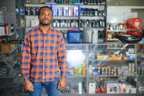 Preview: Smiling african Salesman Auto Parts Store