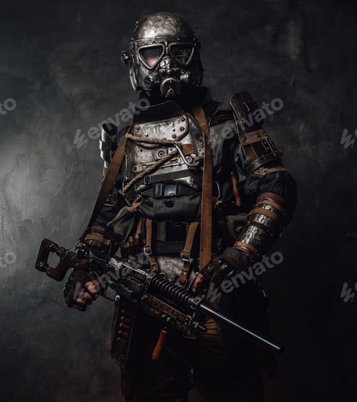 Preview: Stalker with custom armour and gun poses in dark background