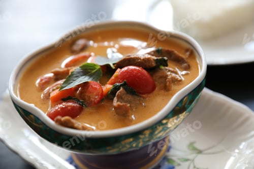 Preview: Roasted Duck In Red Curry With Rice , Traditional Thai Food
