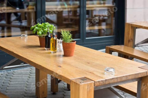 Preview: Cafe table with herbs and condiments