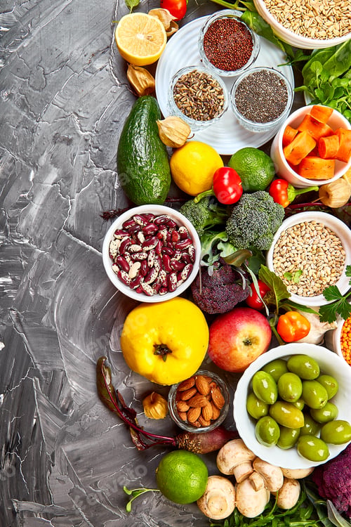 Preview: Set of organic healthy diet food, superfoods