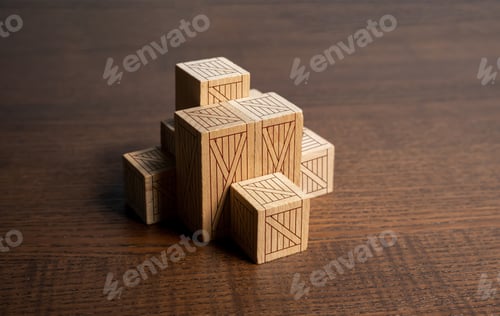 Preview: Wooden crates boxes for cargo. Packing and transportation logistics.