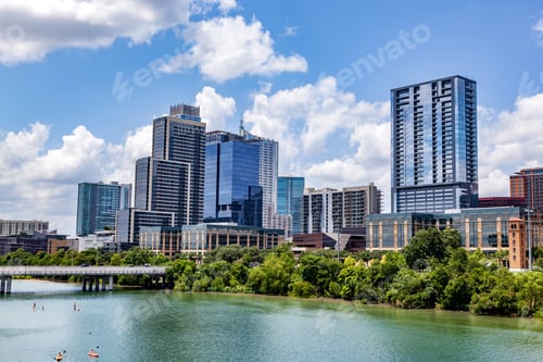 Preview: Downtown skyline of Austin, Texas, the USA. Colorado River