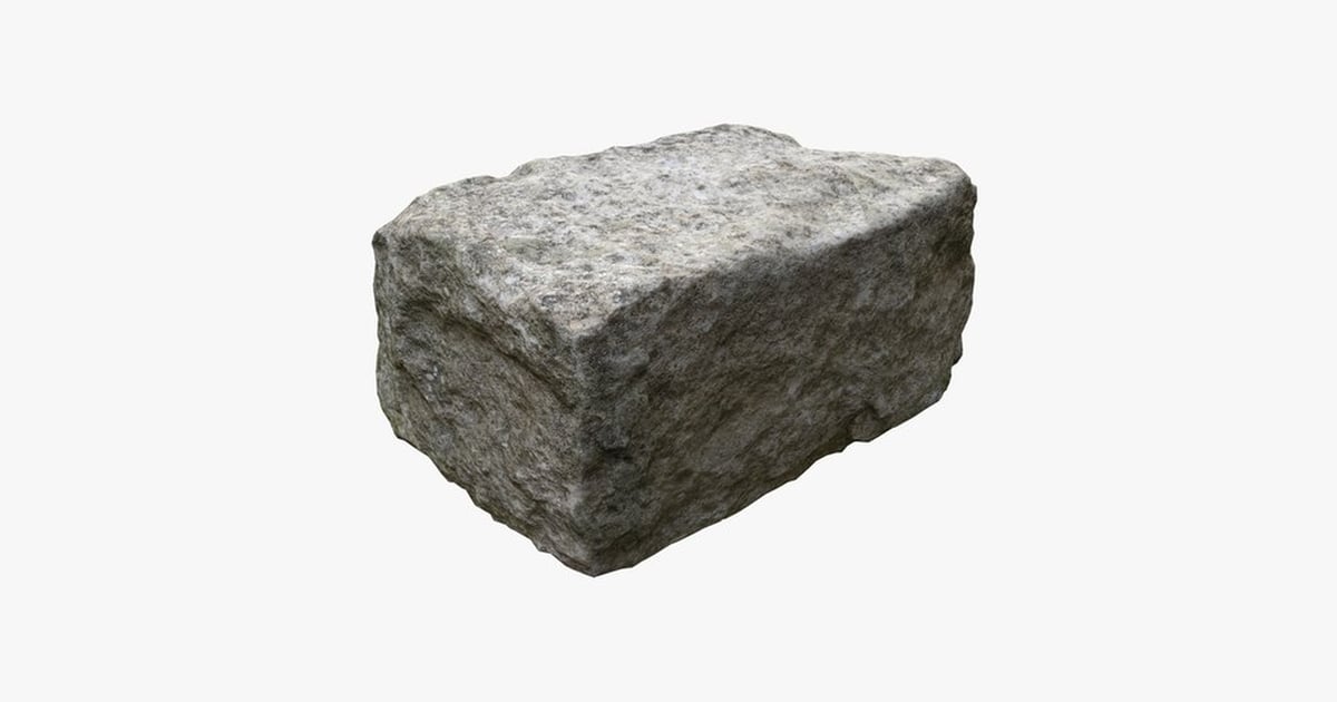 Rectangular Stone Block with Rough Texture 3D, Incl. beach & Brick - Envato