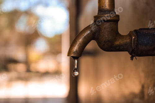 Preview: Beautiful view of a water dropping from the crane