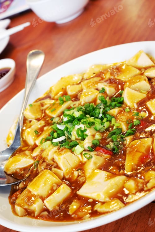 Preview: Tofu Stir Fried Pork In Red Sauce Of China.
