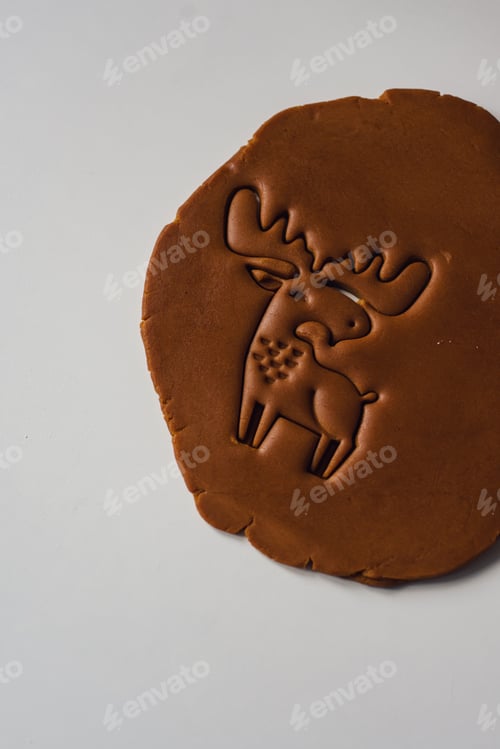 Preview: Beautiful deer carved on raw ginger dough Concept of