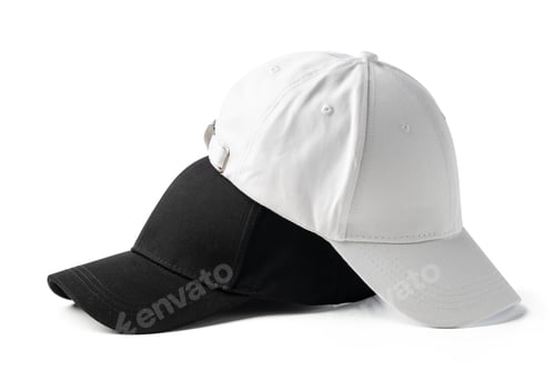 Preview: Two White and Black Hats on a White Background