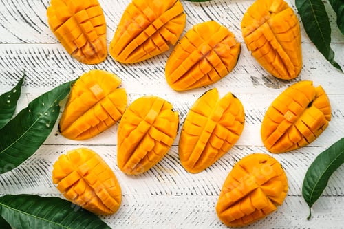 Preview: mango fruit,fresh yellow mango on white wood