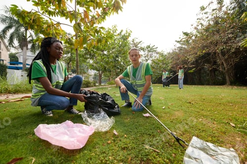Preview: Volunteers Collecting Garbage into Bags