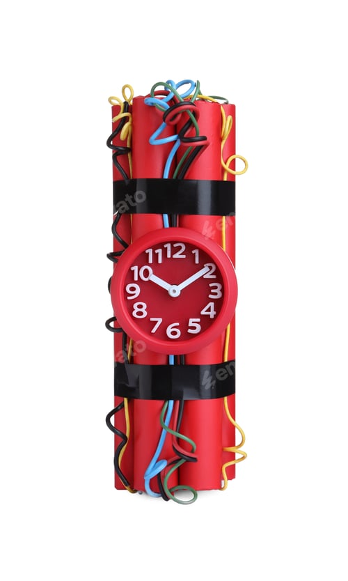 Preview: Explosive dynamite time bomb on white background