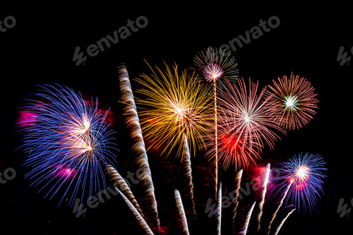 Preview: Abstract colorful firework display for celebration anniversary