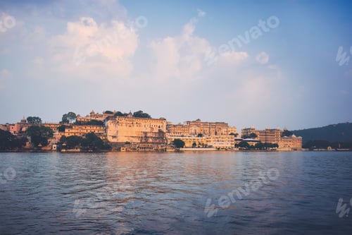 Preview: Udaipur City Palace on sunset view. Udaipur, India