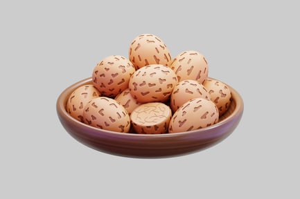Preview: Stylized 3D Nutmeg Spices In Wooden Bowl