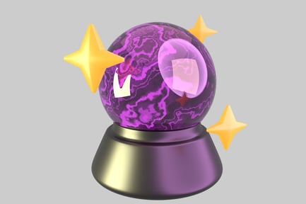 Preview: Crystal ball with gold base and yellow stars