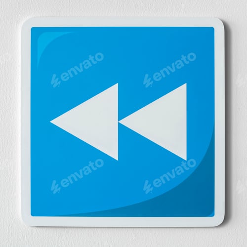 Preview: Blue rewind button music icon