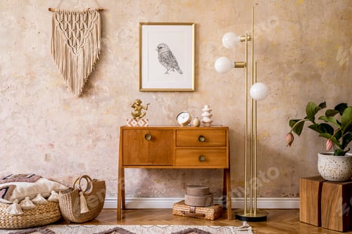 Preview: Modern retro composition of living room