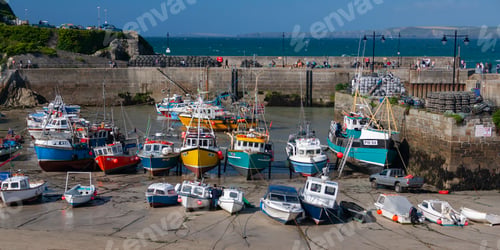 Preview: Low tide in Newquay Harbor - Cornwall - United Kingdom
