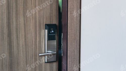 Preview: Electronic card key for open door in hotel. Smart card key to lock and unlock door.
