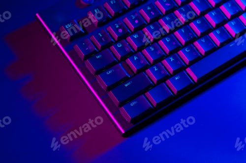 Preview: Close up of computer keyboard on black background