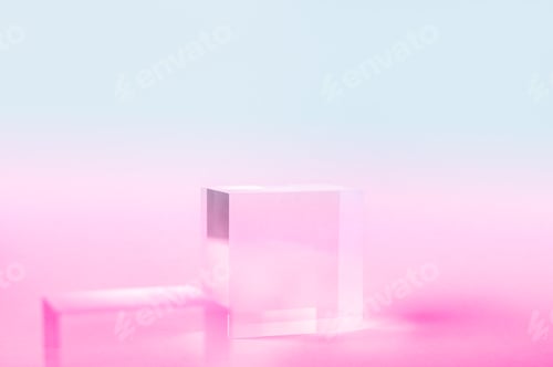 Abstract Pink Gradient with Two Glass Cubes