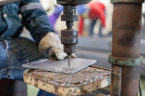 Preview: Metal drilling on industrial drill press