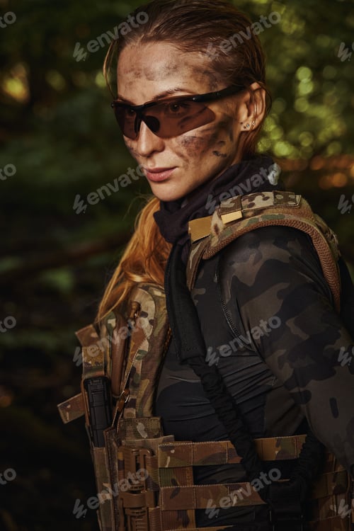 Preview: Female person on dangerous operation in forest