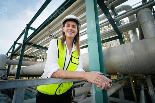 Preview: Professional engineer working in a petroleum refinery, Oil refinery and gas processing plant.