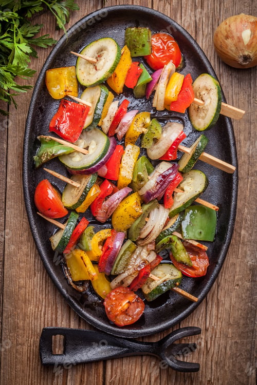 Preview: Vegetable skewers.