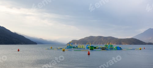 Preview: Water Park playground during a vibrant sunny summer sunset.