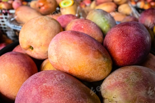 Preview: Stacks Of Mango Fruits In A Basket At Traditional Marketplace, Taiwan
