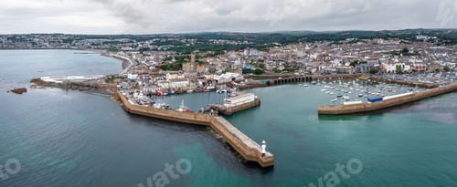 Preview: Aerial view of the harbour and town of Penzance in Cornwall