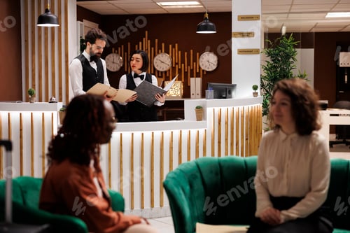 Preview: Hotel team reading record of check in