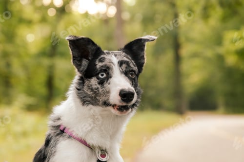 Preview: Cute dog. Border collie dog breed. Emotion of a dog. Curious, happy and funny pet