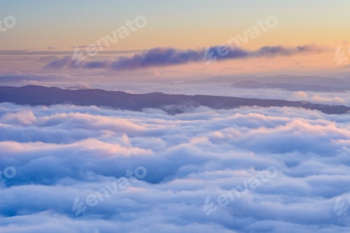 Preview: Cumulus fantastic fog in the morning sky